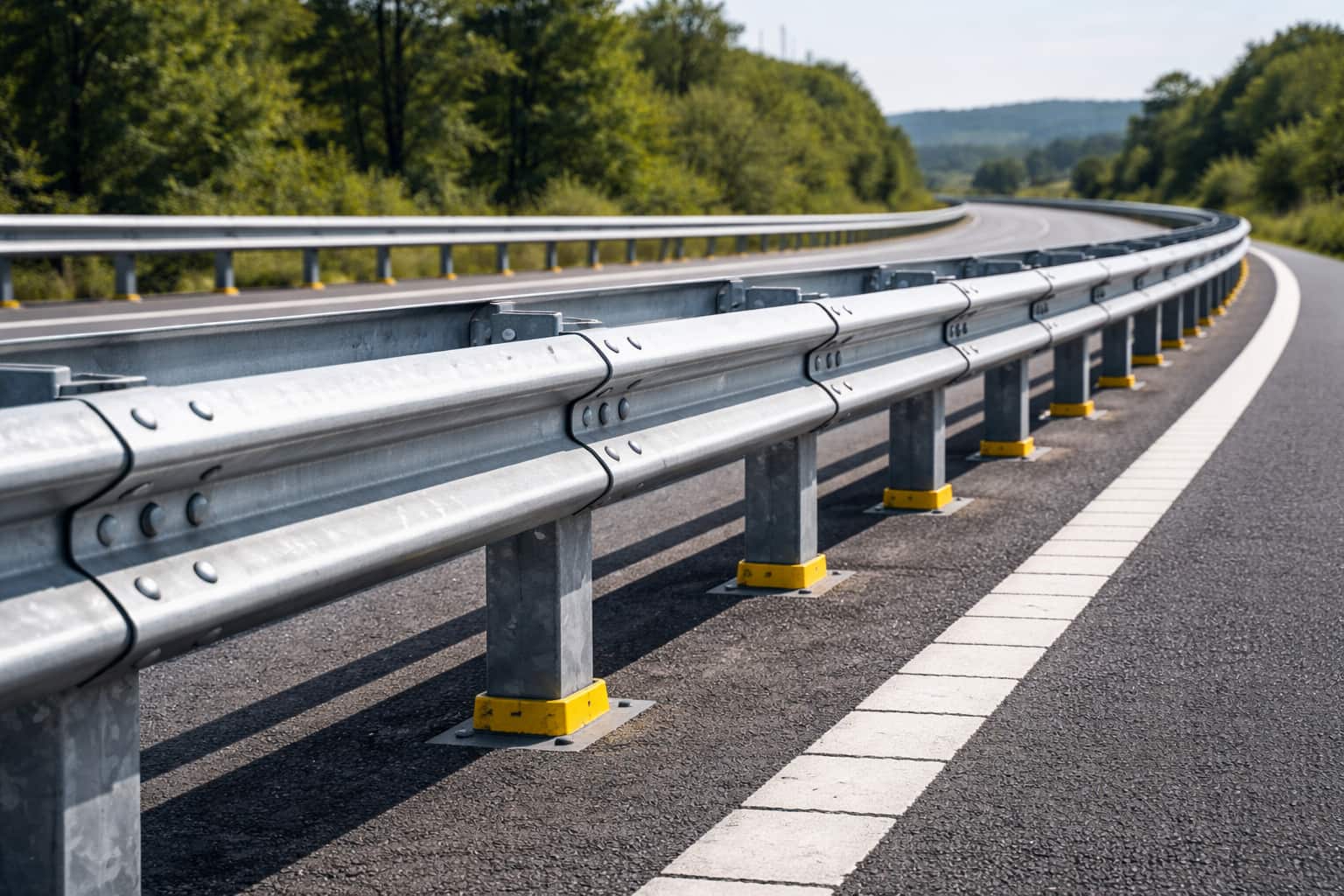 Guardrails along a winding highway