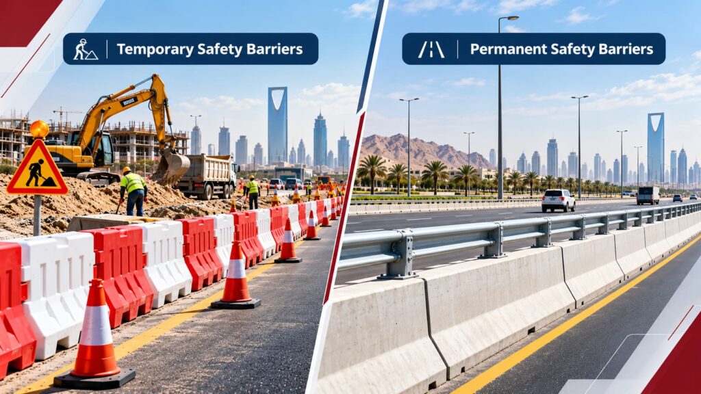 Temporary and permanent safety barriers 